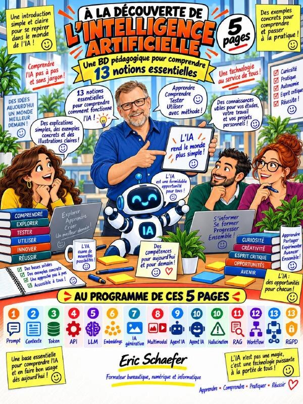 Couverture de la BD pédagogique sur les 13 notions essentielles de l’intelligence artificielle