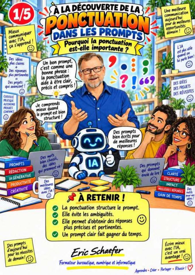 Couverture de la BD pédagogique sur la ponctuation dans les prompts