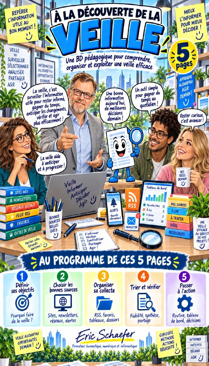 Couverture de la BD pédagogique À la découverte de la veille